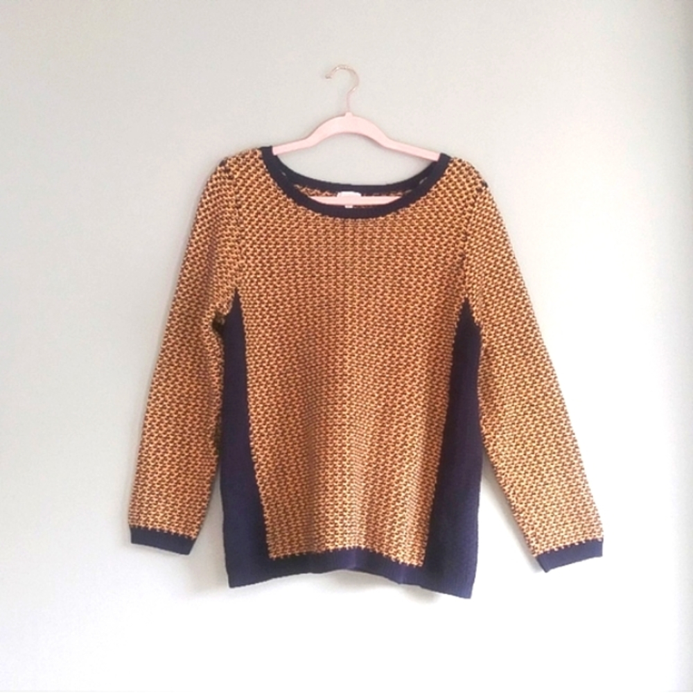 Talbots Gold and Navy Sweater